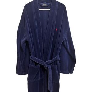 Polo Ralph Lauren Men's Velour Robe‎ Navy L/XL Red Pony